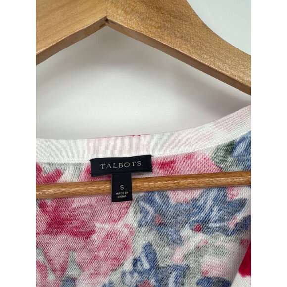 Talbots Womens cardigan sweater Floral size small short sleeve preppy Y2K - Picture 2 of 4